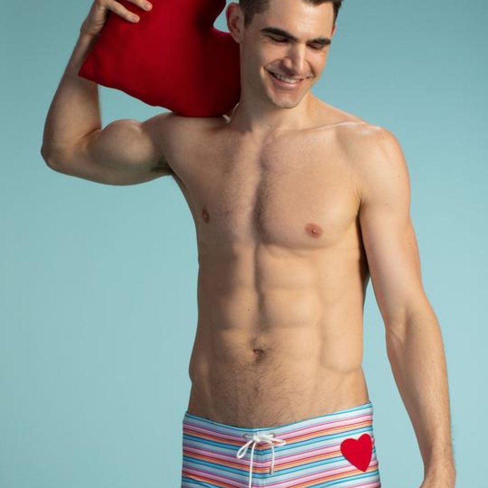 Mr. Turk Mens adorable heart swimsuit NEW medium